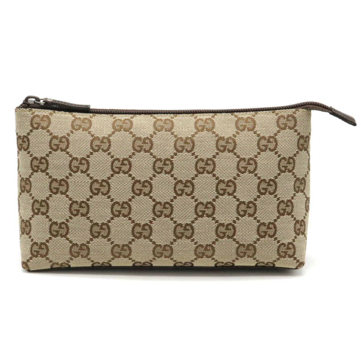 即日発送 化粧ポーチ 中古 茶 ダークブラウン ベージュ レザー 化粧ポーチ コスメポーチ マルチポーチ 小物入れ ポーチ Ggキャンバス グッチ 未使用品 バッグ Gucci Pascasarjana Unsrat Ac Id