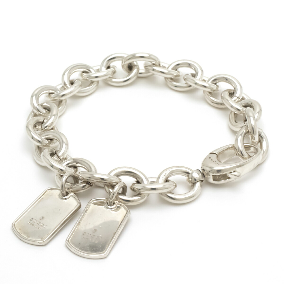 ジュエリー Gucci グッチ ドッグタグ ダブルタグ プレート チェーン ブレスレット Sv925 シルバー 18 中古 Fmcholollan Org Mx