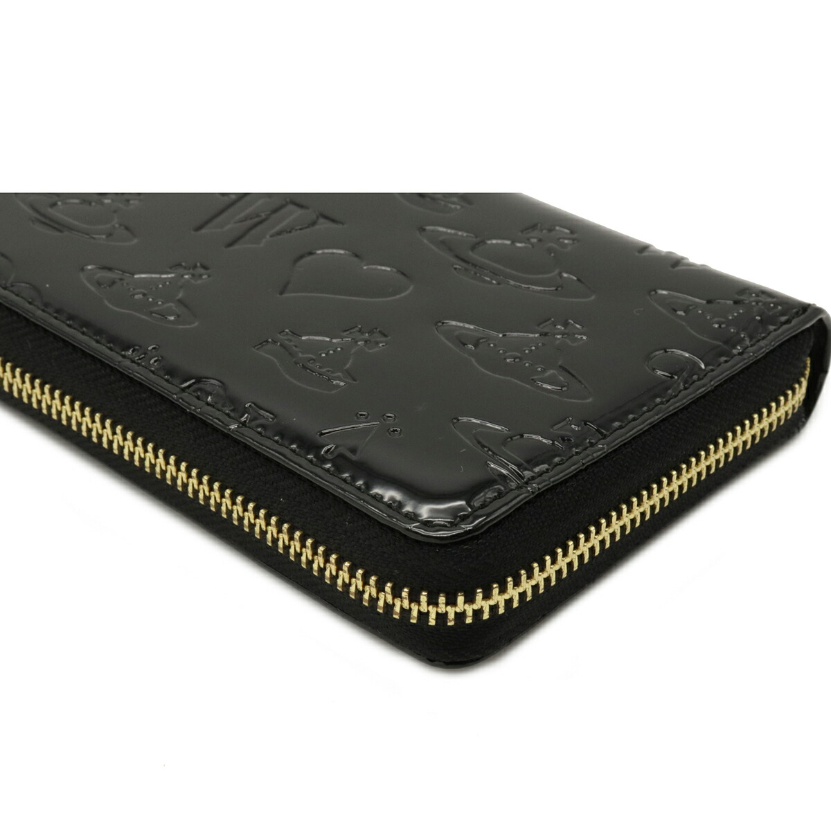 未使用品 財布 Vivienne Westwood ヴィヴィアン ウエストウッド ラウンドファスナー 長財布 オーブ ハート パテントレザー ブラック 黒 ゴールド金具 中古 Butlerchimneys Com