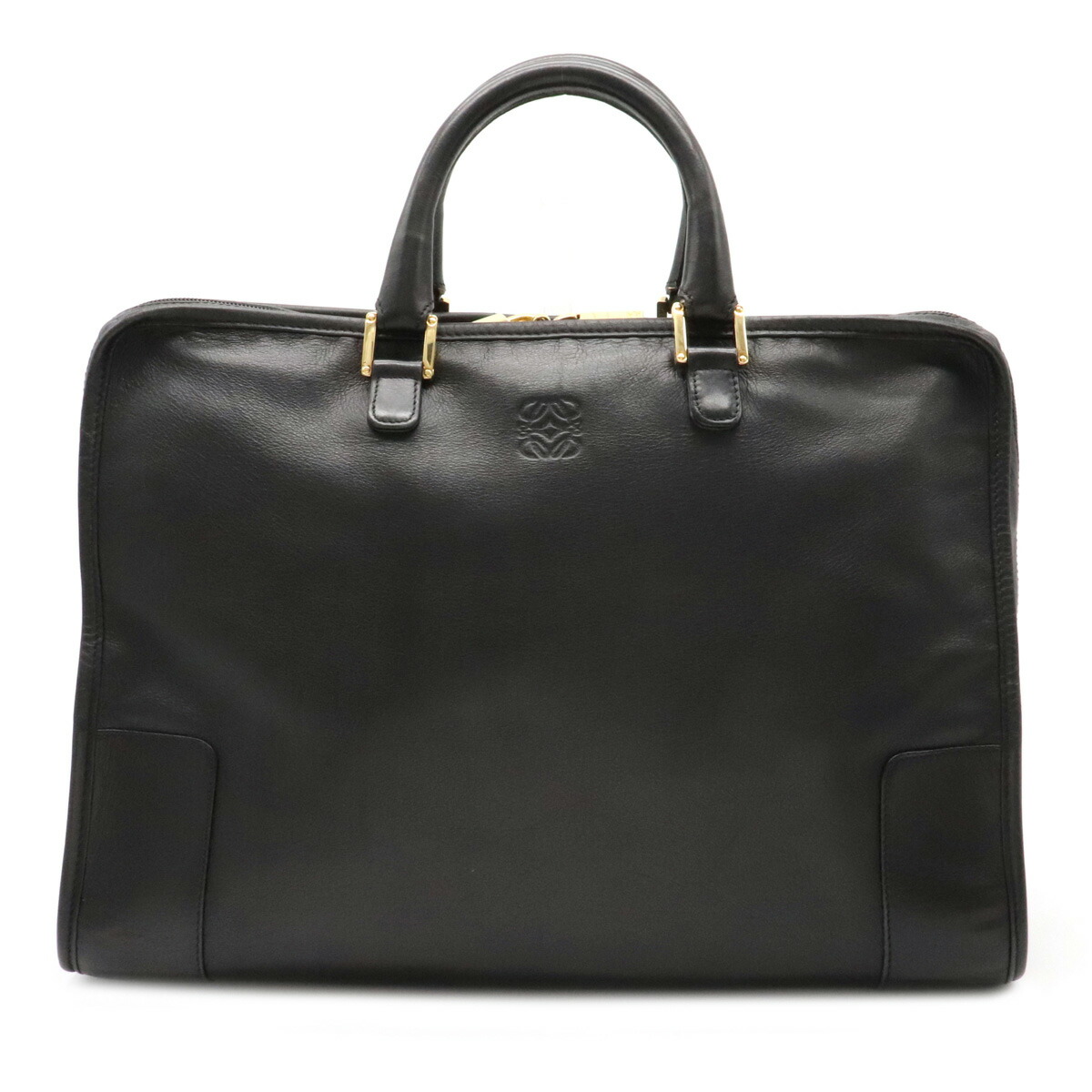 バッグ Loewe ロエベ アナグラム アマソナ40 レザー ハンドバッグ ミニボストン ブラック 黒 ゴールド金具 中古 Filmsdeculfrancais Com
