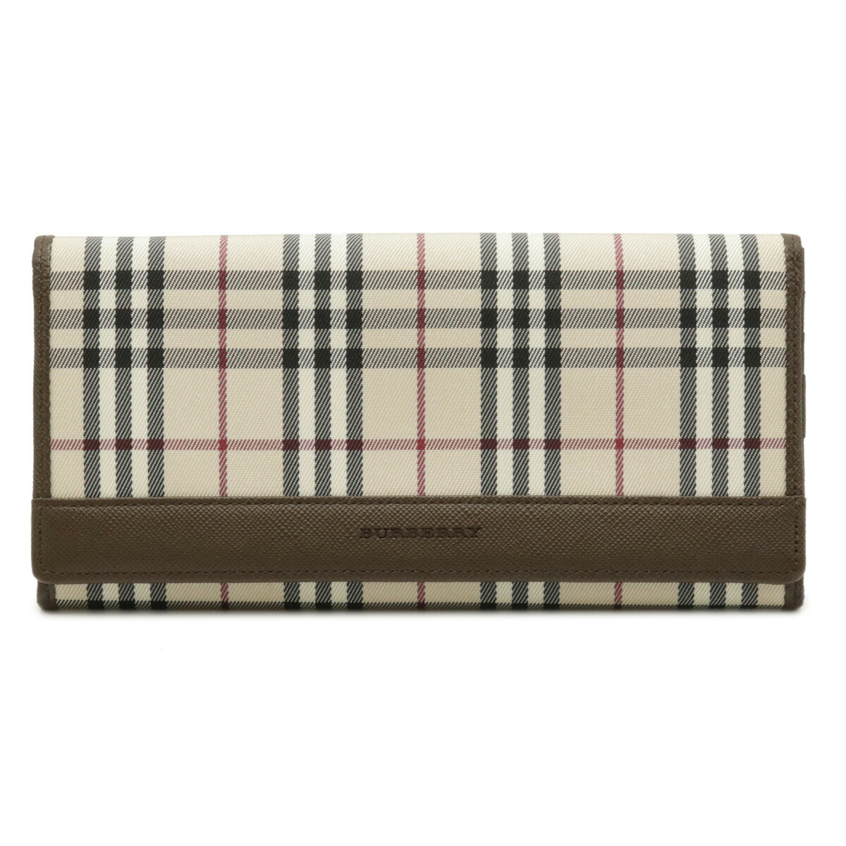最大10%OFFクーポン バーバリー 未使用 チェック 長財布 2つ折り レザー キャンバス - 財布