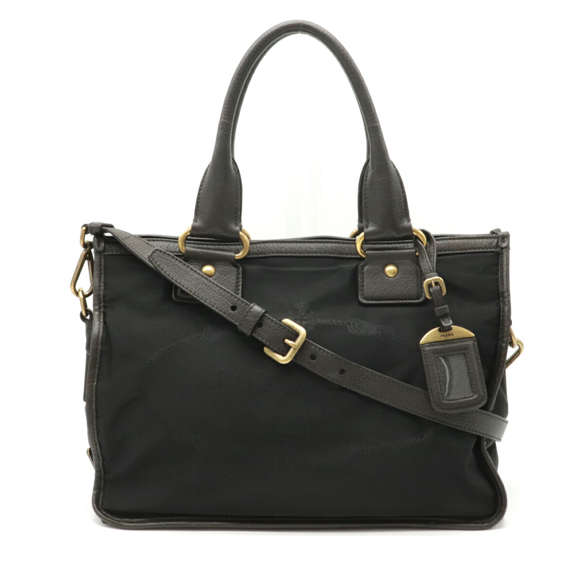 素晴らしい品質 PRADA プラダ ロゴジャガード ハンドバッグ トート 春夏新作モデル PRADA ナイロンレザートートバッグ ビックロゴ ブラック ハンドバッグ