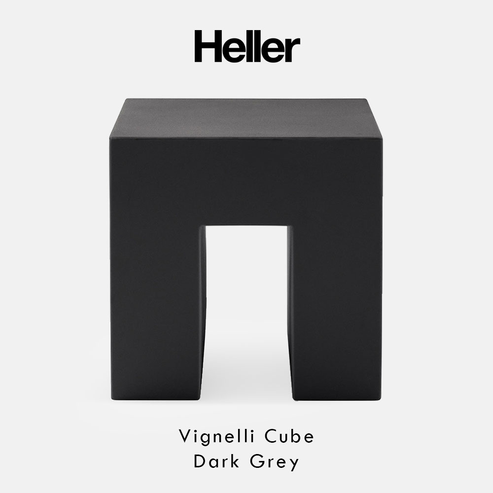 Heller / Vignelli Cube(Dark Grey)｜ヘラー ヴィグネッリキューブ デザイナーズ 腰かけ 室内装飾 腰かけ 屋内外兼用 ミニマル 分かりやすい 今めかしい うす暗い薄墨色｜118678