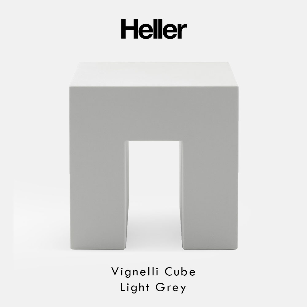 Heller / Vignelli Cube(Light Grey)｜ヘラー ヴィグネッリキューブ デザイナーズ 腰かけ 室内装飾 腰かけ 屋内外兼用 ミニマル 分かりやすい 今めかしい 点火装置薄墨色｜118677