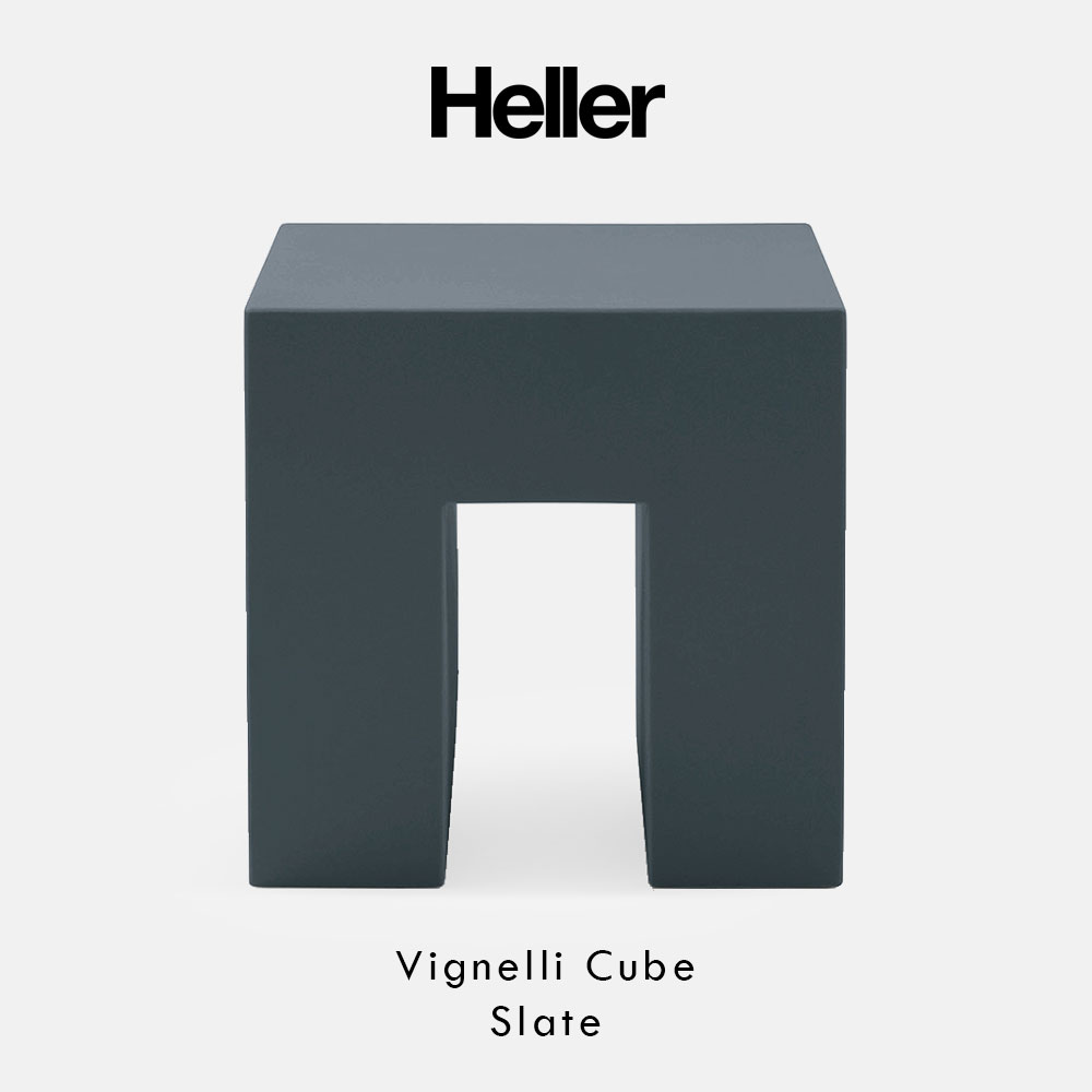 Heller / Vignelli Cube(Slate)｜ヘラー ヴィグネッリキューブ デザイナーズ 腰かけ 室内装飾 腰かけ 屋内外兼用 ミニマル 分かりやすい 今めかしい スレート｜118679