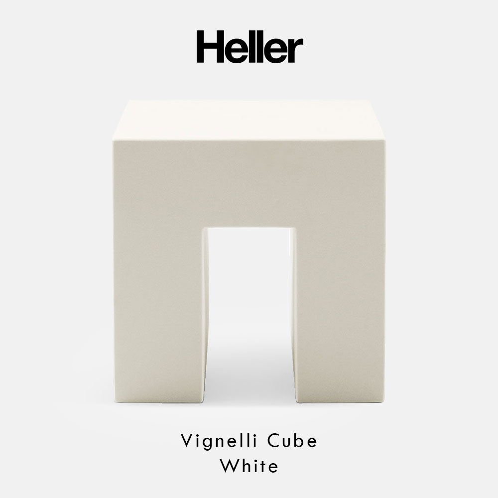 Heller / Vignelli Cube(White)｜ヘラー ヴィグネッリキューブ デザイナーズ 腰かけ 室内装飾 腰かけ 屋内外兼用 ミニマル 分かりやすい 今めかしい 白いこと｜118676