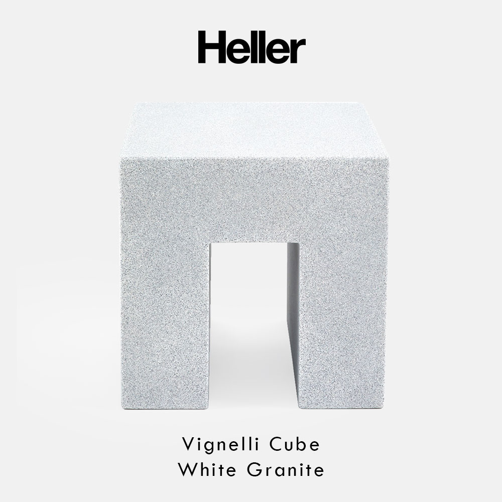 Heller / Vignelli Cube(White Granite)｜ヘラー ヴィグネッリキューブ デザイナーズ 腰かけ 室内装飾 腰かけ 屋内外兼用 ミニマル 分かりやすい 今めかしい ホワイトグラナイト｜118675