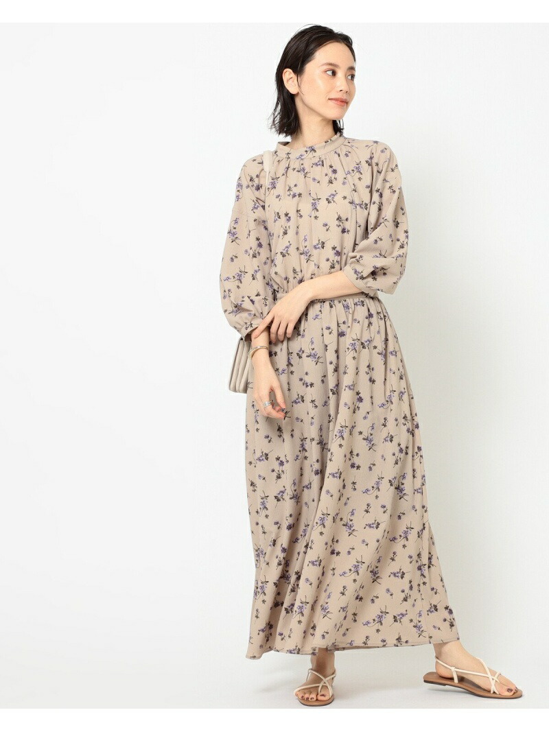 楽天市場 Rakuten Fashion B Ming By Beams フラワープリント リボン ワンピース 21ss B Ming By Beams ビーミング ライフストア バイ ビームス ワンピース 5ー9分袖ワンピース ベージュ 先行予約 送料無料 B Ming Life Store By Beams