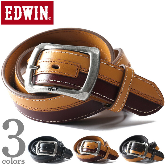 大きいサイズ メンズ EDWIN エドウィン 配色デザイン レザー ベルト ロングサイズ 0111217