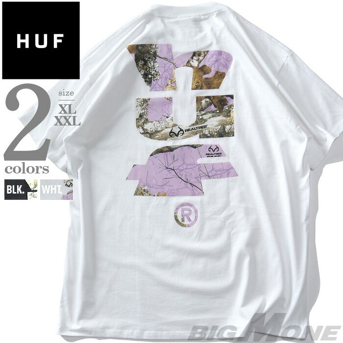 大きいサイズ メンズ HUF ハフ プリント 半袖 Tシャツ REALTREE MEGABLAST USA直輸入 綿100％ ストリート グラフィック ビッグサイズ XL XXL カジュアル 夏 ts02506