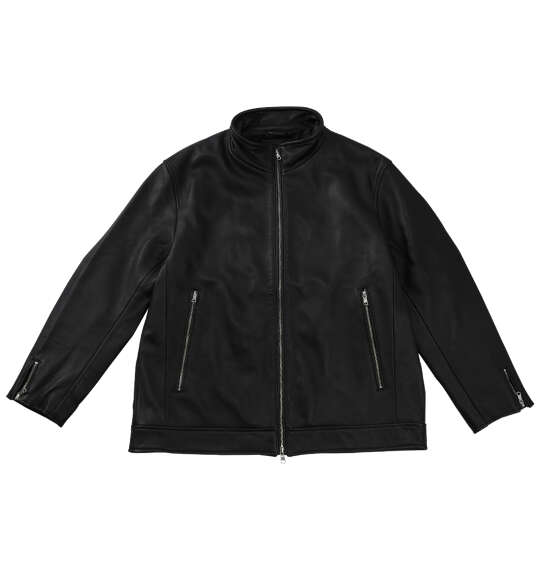 大きいサイズ メンズ TETE HOMME スタンドカラー レザー ブルゾン ブラック 1273-5357-2 3L 4L 5L 6L 0000332549000.jpg