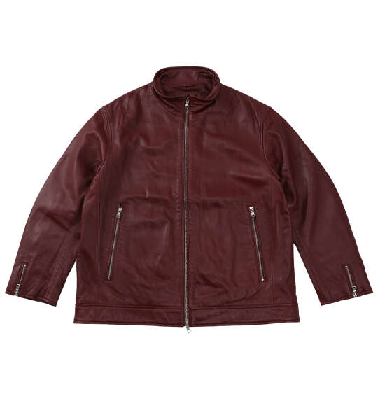 大きいサイズ メンズ TETE HOMME スタンドカラー レザー ブルゾン ワイン 1273-5357-4 3L 4L 5L 6L|大きいサイズの店ビッグエムワン