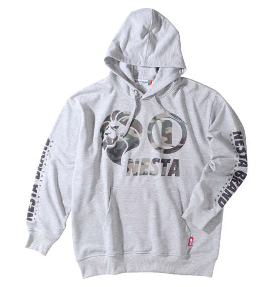 大きいサイズ メンズ NESTA BRAND 裏毛 プル パーカー ミックスグレー 1278-3391-1 3L 4L 5L 6L 8L|大きいサイズの店ビッグエムワン