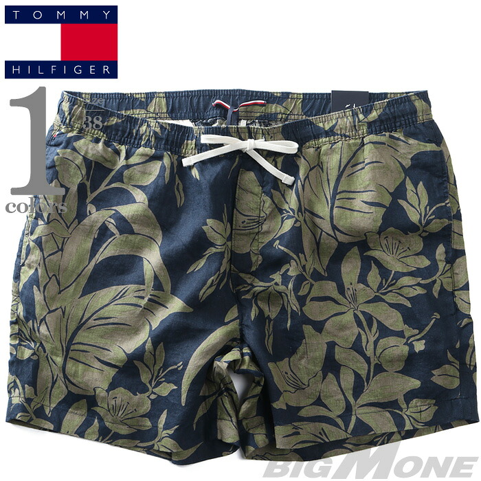 大きいサイズ メンズ TOMMY HILFIGER トミーヒルフィガー 麻100% 総柄 ショートパンツ ショーツ USA直輸入 mw0mw42546|大きいサイズの店ビッグエムワン