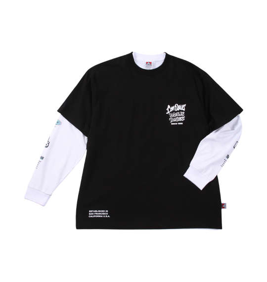 大きいサイズ メンズ BEN DAVIS 長袖T & 半袖T レイヤード Tシャツ ブラック&times;ホワイト 1278-4685-2 3L 4L 5L 6L｜大きいサイズの店ビッグエムワン