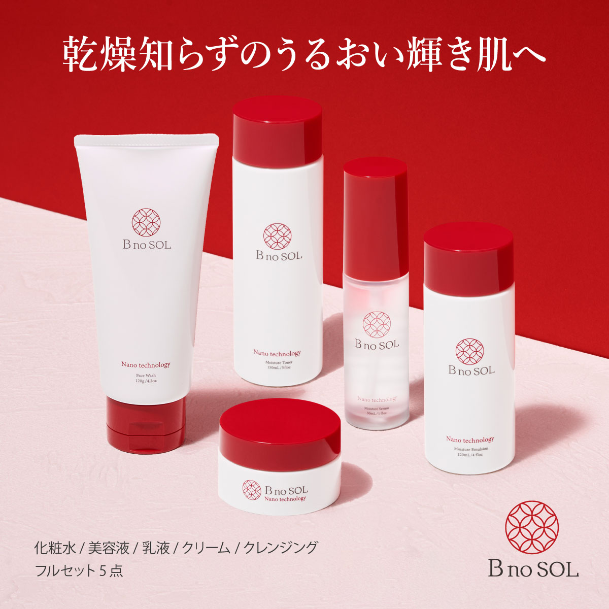 スキンケア フルセット 5点 日本製 スキンケア セット クレンジング 保湿 化粧水 美容液 乳液 べたつかない 保湿 クリーム うるおい バリア機能 フェイスクリーム 乾燥 ゆらぎ肌 水分不足 巾着ポーチ付き ビノソル BnoSOL 【公式】【CREA2026春号掲載】