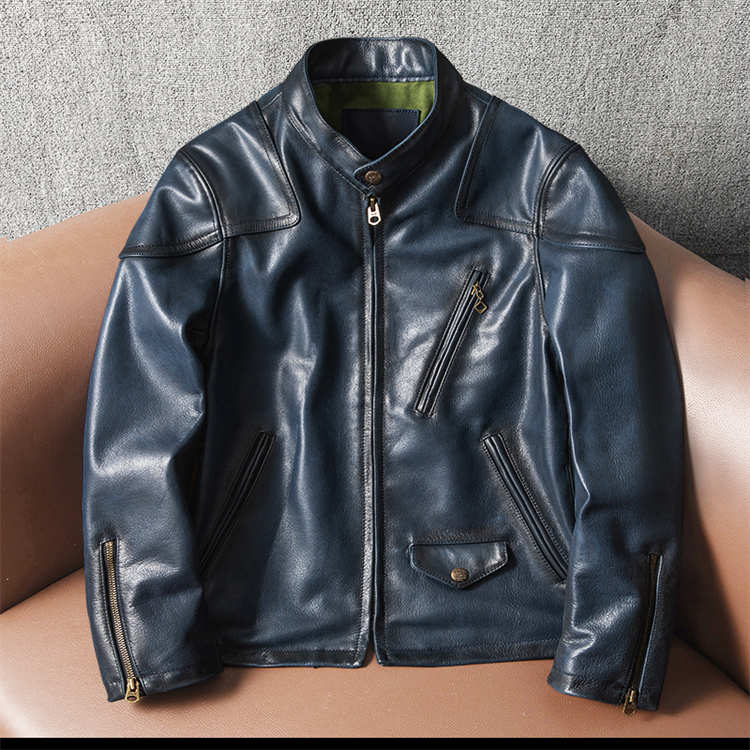 楽天市場】レザージャケット 秋春冬 メンズ 牛革 茶色 ライダース