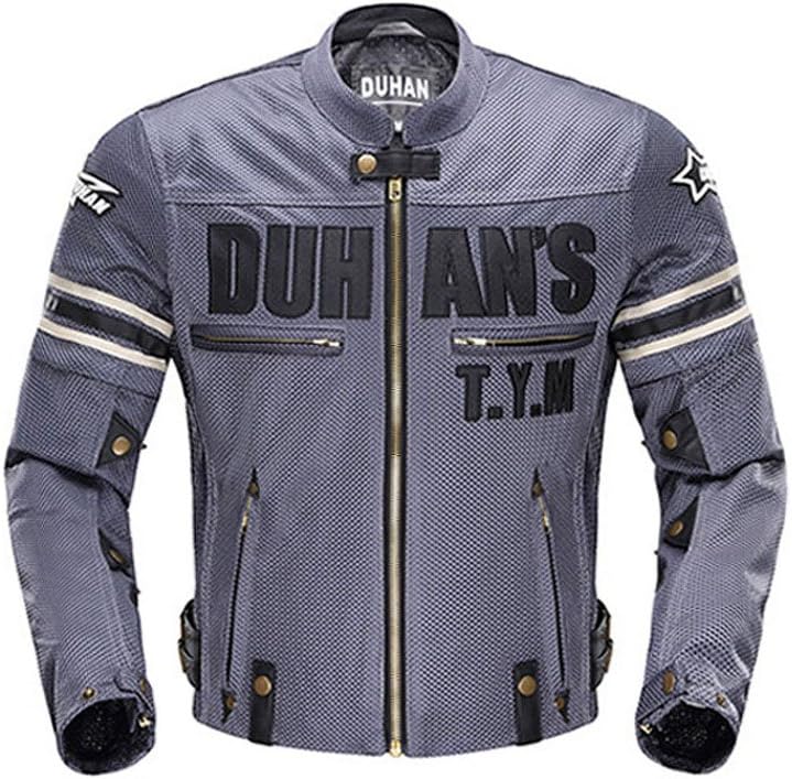 バイクジャケット 夏 フルメッシュ DUHAN メンズ 半袖になれる バイクウェア メッシュジャケット 黒色 灰色 春夏秋用 3シーズン 通気 プロテクター装備 メッシュジャケット バイクウェア 送料無料