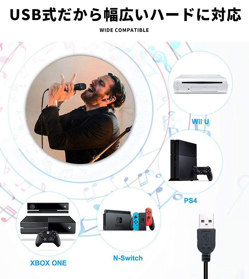 楽天市場 Usb カラオケマイク Switch Pc Wiiu Ps4 対応 Usbマイク スイッチ Ps3 ダイナミックマイク Boa Plants