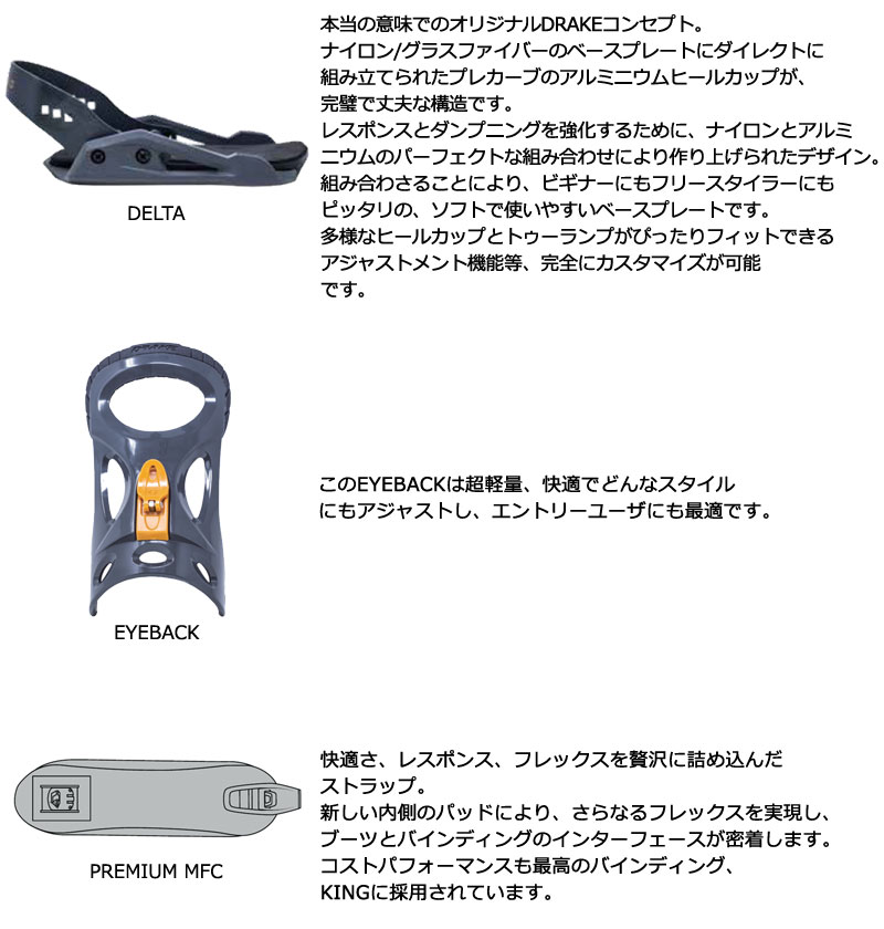22-23DRAKE/ドレイクKINGキングメンズレディースビンディングバインディンググラトリスノーボード2023予約商品