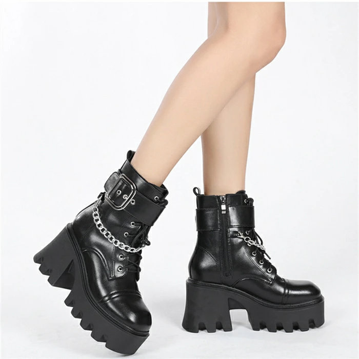 靴 ショートブーツ 厚底ショートブーツ コスプレ レディース ロリータ 厚底 太ヒールブーツ 編み上げブーツ 厚底ブーツ