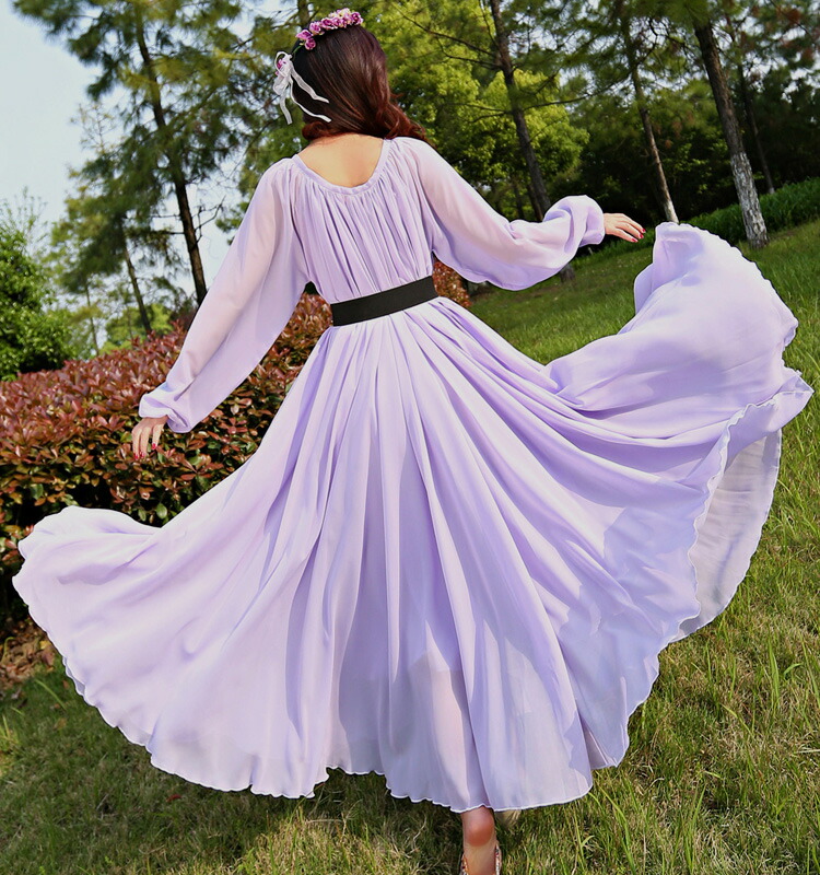 楽天市場 リゾートワンピース マキシワンピース 夏 マキシ丈ワンピース リゾートワンピ リゾート ワンピース マキシワンピ シフォン ワンピ 無地 ボヘミアン ハワイアン 袖あり Uv対策 Uvカット 紫外線対策 白 黒 赤 レッド ブラック ホワイト 紫 Bobi