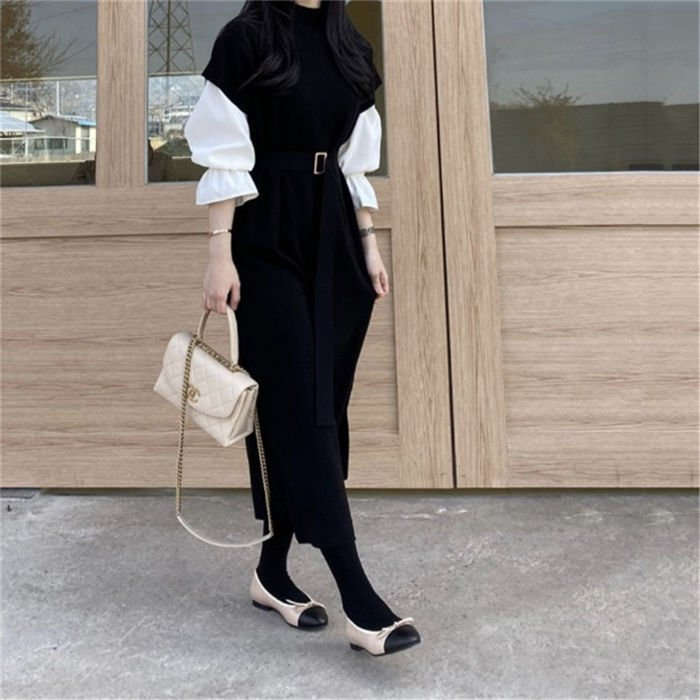 ブラウス ロングベスト セットアップ 秋冬 2点セット レディース 秋冬 ベストワンピース ニット スピーカースリーブ ノースリーブ 無地 ロング丈 ゆったり 30代 40代 50代 送料無料 Littlethaicafe Com