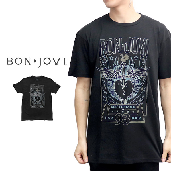 Q345/00s モロッコ製 BON JOVI 半袖Tシャツ L 黒 Q345/00s モロッコ製 BON JOVI 半袖Tシャツ L 黒 Q345/00s