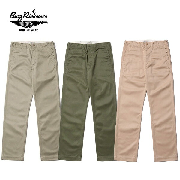 バズリクソンズ【BUZZ RICKSON'S】BR40025A ORIGINAL SPEC. CHINOS ミリタリーチノ チノパン メンズ コットン100% ヴィンテージライク オリジナルスペック ボトムス KHAKI カーキ OLIVE オリーブ BEIGE ベージュ 日本製【送料無料】｜ボブズ洋品店