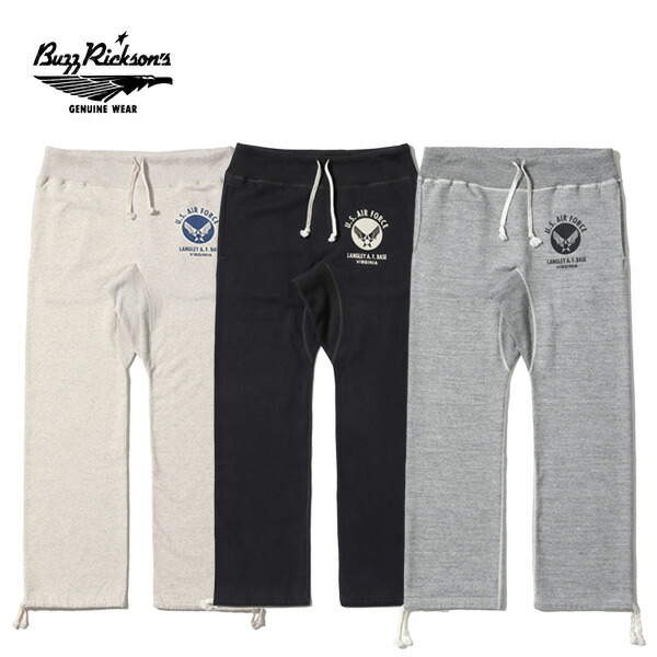 バズリクソンズ【BUZZ RICKSON\u0027S】BR40973 SWEAT PANTS U.S. AIR FORCE スウェットパンツ ボトムス 綿織物100% GREY 薄墨色 BLACK 黒いこと OATMEAL オートミール 日本製 ドローストリング メンズ レディース 運動競技 アウトドア【貨物輸送無料】