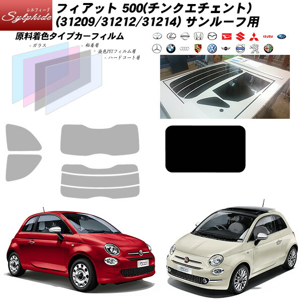 フィアット500／500c　ステンドガラス　パネル 並行輸入品】フィアット 500 2007-2025 アルミ ブラック リア三角