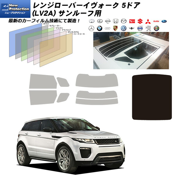 ランドローバー レンジローバーイヴォーク 5ドア (LV2A) ニュープロテクション サンルーフ用 カット済みカーフィルム UVカット スモーク