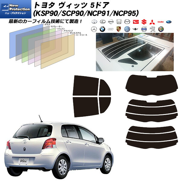 トヨタ ヴィッツ 5ドア (KSP90/SCP90/NCP91/NCP95) ニュープロテクション リアセット カット済みカーフィルム UVカット スモーク