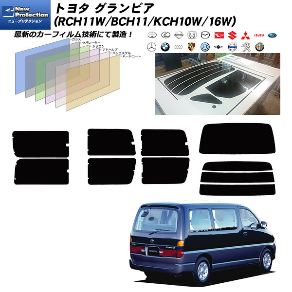 トヨタ グランビア (RCH11W/BCH11/KCH10W/16W) ニュープロテクション リアセット カット済みカーフィルム UVカット スモーク