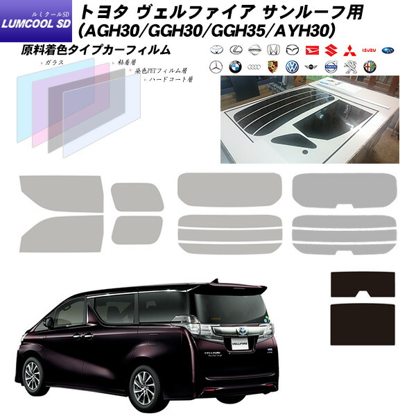 トヨタ ヴェルファイア (AGH30/GGH30/GGH35/AYH30) ルミクールSD サンルーフ用 カット済みカーフィルム UVカット スモーク