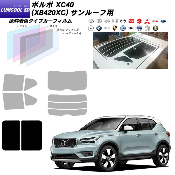 ボルボ XC40 (XB420XC) ルミクールSD サンルーフ用 カット済みカーフィルム UVカット スモーク