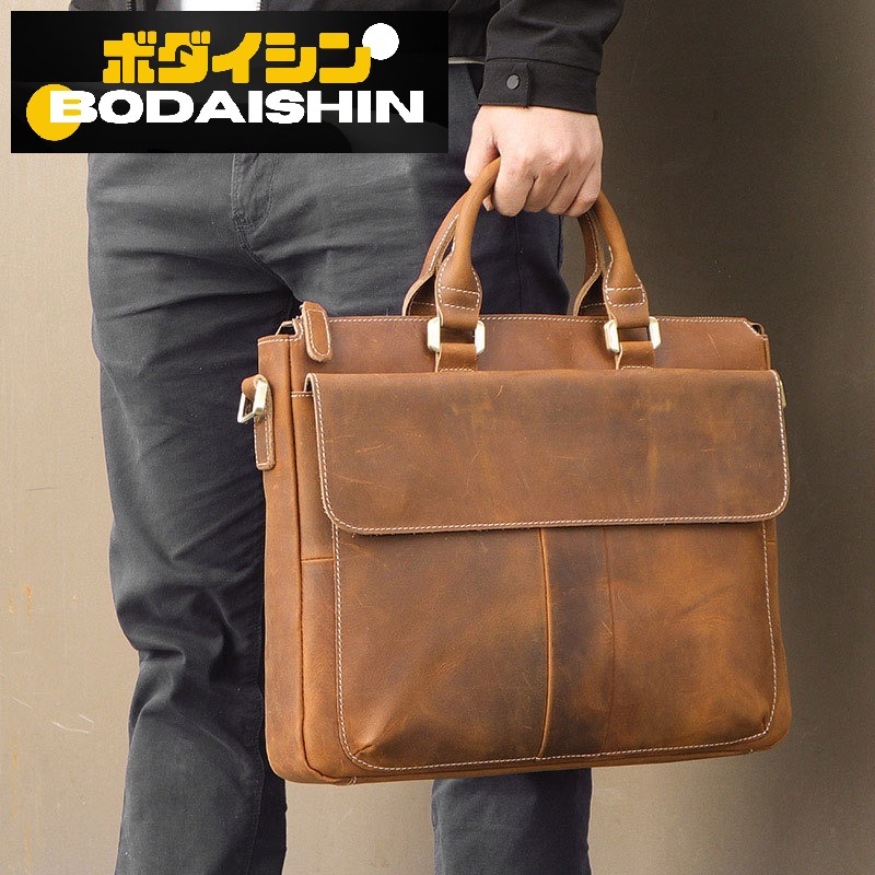 本革メンズ 商行為御徒面子 3WAY ブリーフ入れもの 牛皮 ハンドバック ショルダーバッグ 曲がった掛け 出張 通い 大静電容量