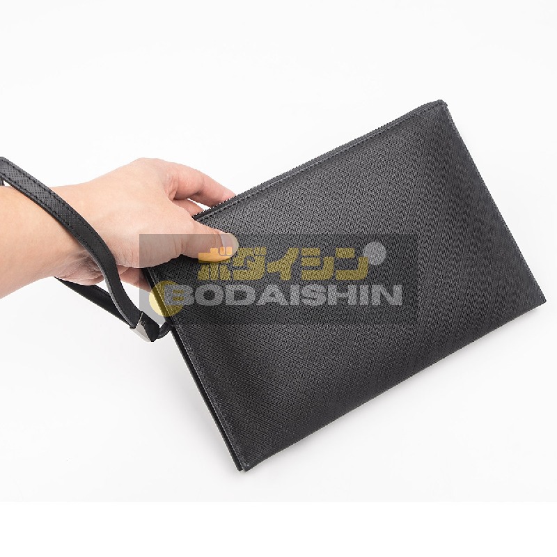 メンズ クラッチバッグ トップグレインレザー 超薄型 ミニウォレット 十字柄 長財布 コンパクト おしゃれ