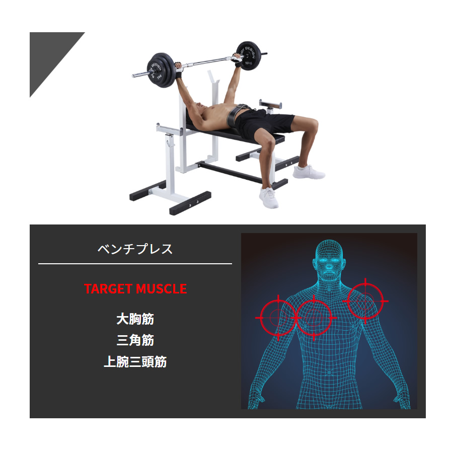 セーフティパックI ラバーバーベルセット100kg │ 100kg ベンチプレス