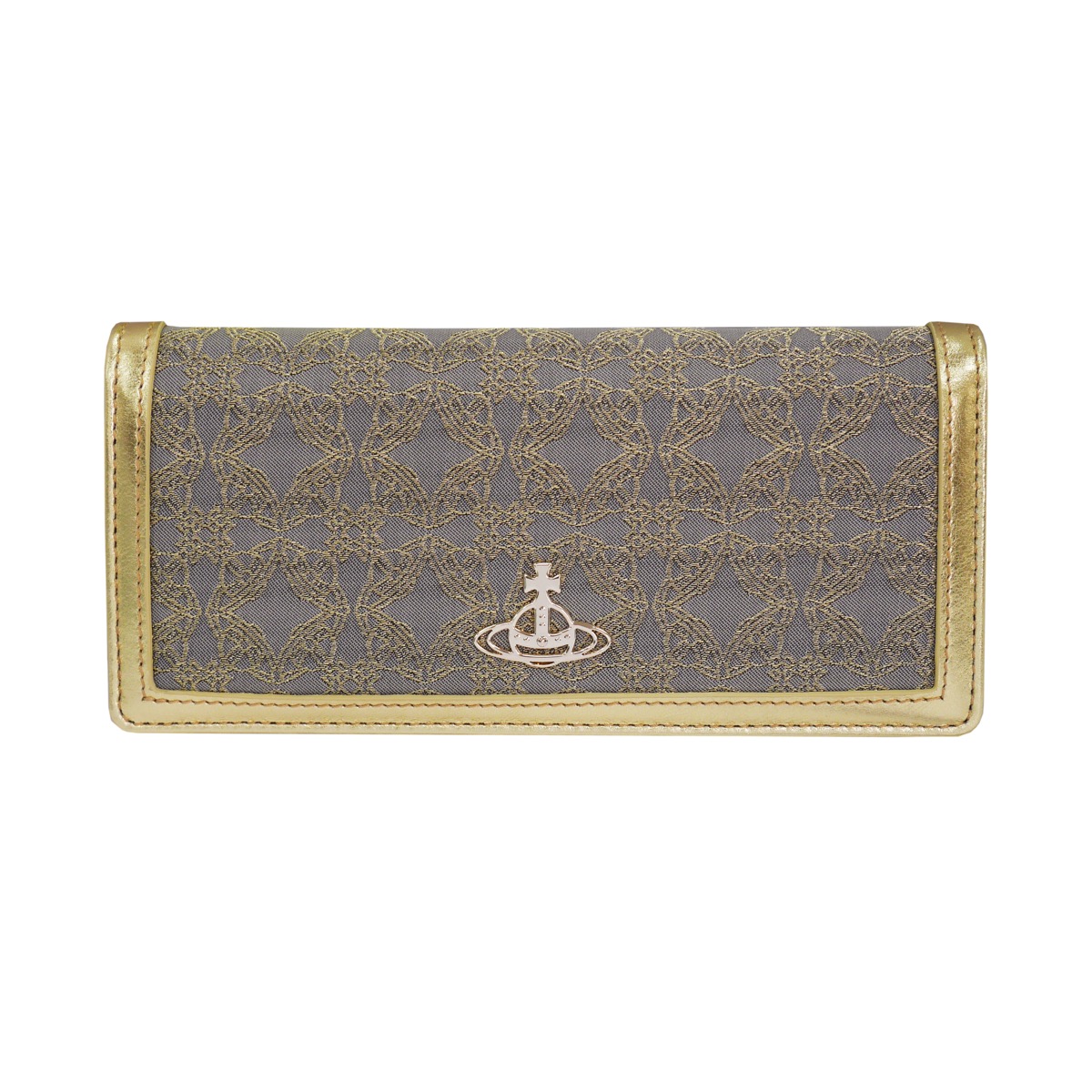 VIVIENNE WESTWOOD ヴィヴィアンウエストウッド 二つ折り財布 RE-JACQUARD ORBORAMA 51040027-W0012 二つ折り長財布 R401 GOLD/GREY