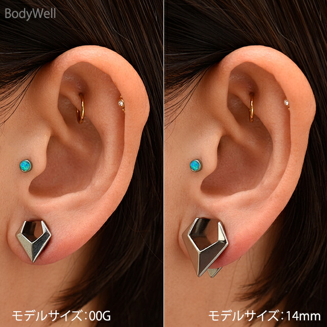 市場 ボディピアス ダブルフレア お洒落 0G Vデザイン 00G