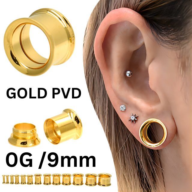 楽天市場】拡張ピアス ボディピアス 00G 11mm ゴールド スタンダード