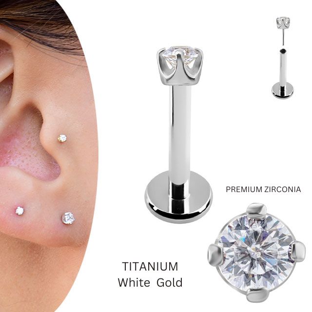 楽天市場】18金 ピンクゴールド 2mm 立爪 プッシュピアス 20g 18g 16g