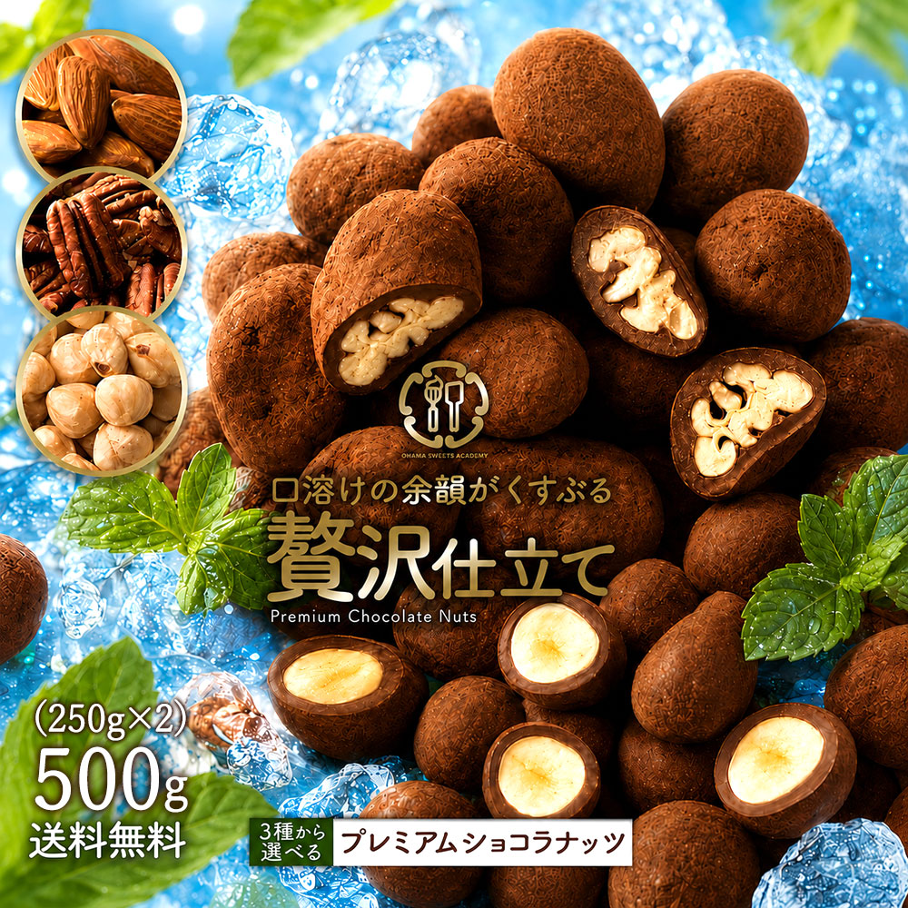 ナッツチョコレート 「3種類のナッツから選べる プレミアムショコラナッツ〜口どけの余韻がくすぶる贅沢仕立て〜 500g(250g×2袋)」 送料無料 [ アーモンドチョコ チョコレート ] お買物マラソン セール SALE