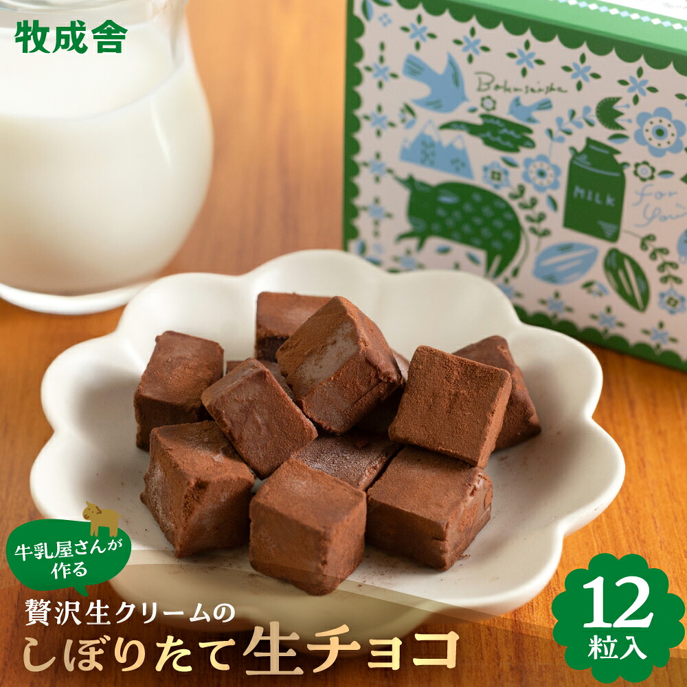贅沢生クリーム搾りたて 生チョコ 12粒 2026 ギフト おいしい 生クリーム 高級 チョコレート 洋菓子 プレゼント プチギフト 2000円 自分用 お返し 牧成舎 父の日 ギフト お中元 中元 御中元|牧場ギフト 飛騨の牛乳屋・牧成舎