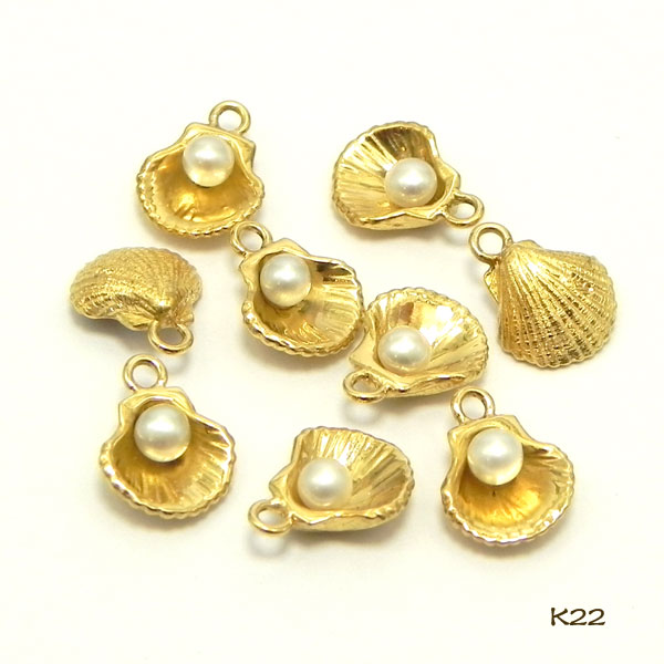 【チャーム】22金 シェル・貝 ピアスチャーム 22金チャーム 金属アレルギー対応 片耳1個販売