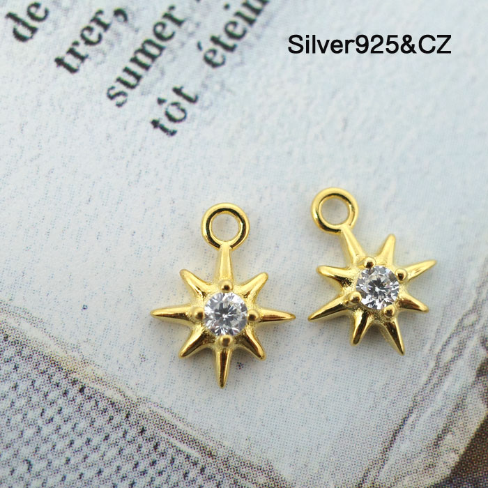 のんたん様 水晶 K22金箔 小さめトリプレット ピアス SUN FRINGE PIERCED EARRINGS(2JP0962)K10 ピアス｜スター