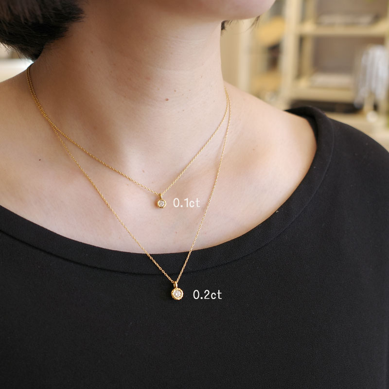 RigelK220.07ctダイヤ3石ネックレス1粒0.07ct×3=0.21ctダイヤペンダントアレルギー対策宅配送料無料22金のネックレス