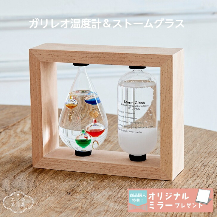 温度計＆ストームグラス 北欧 おしゃれ インテリア グッズ ガリレオ温度計 天気予報 天気 結晶 雪の結晶 雲 雨 嵐 台風 サイエンス 科学 研究 プレゼント 贈り物 ギフト お祝い かわいい ガラス 置物 置き物 オブジェ オーナメント 雑貨 333-272 茶谷産業