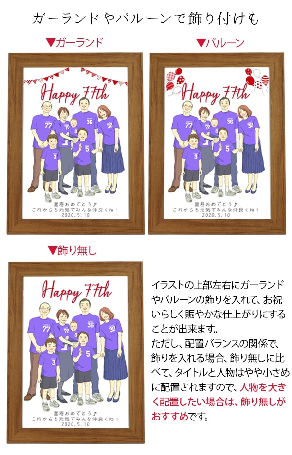 喜寿 祝い プレゼント 新スタイルの似顔絵 紫の喜寿tシャツを着せてお揃いで描く 家族絵 縦向き 男性 女性 家族 父 母 両親 イラスト 米寿や傘寿 卒寿祝いにも Prescriptionpillsonline Is